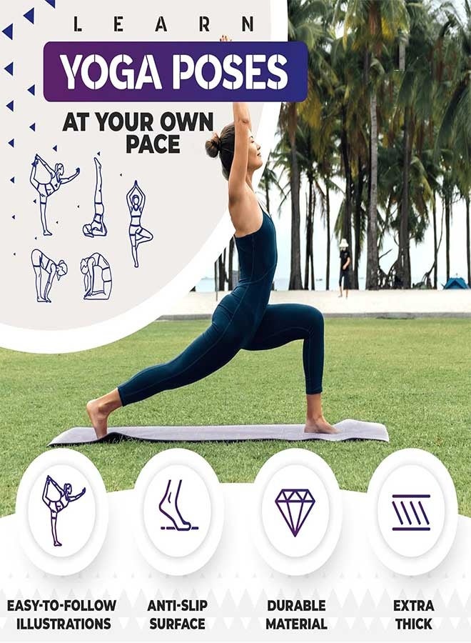 RAWAID Yoga Mat for Women & Men – 4mm Thick, 68x24 Inch Non-Slip Fitness Mat with 75 Poses Printed | Eco-Friendly Workout & Pilates Mat for Home or Gym Use - Image 2