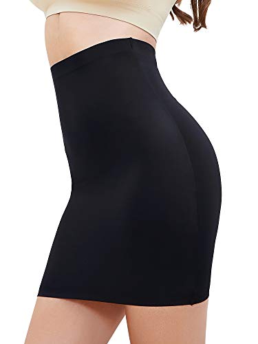 MISS MOLY Seamless Half Slips for Women Under Dress High Waist Shapewear Dresses Tummy Control Half Skirts Black Medium - Image 1