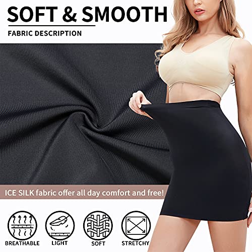 MISS MOLY Seamless Half Slips for Women Under Dress High Waist Shapewear Dresses Tummy Control Half Skirts Black Medium - Image 3