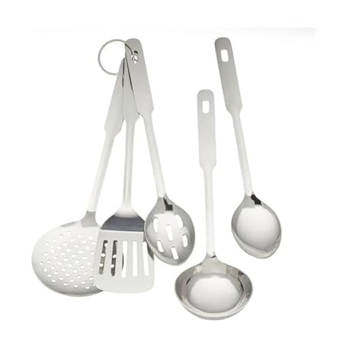 Amco 5 Piece Stainless Steel Cooking Utensil Set - Durable Kitchen Gadgets - Metal Kitchen Accessories - Easy to Clean Kitchen Tools - Image 1