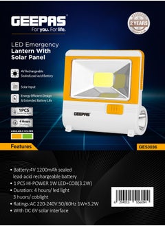 Hi-Power LED Emergency Lantern with Solar Panel,White/Green