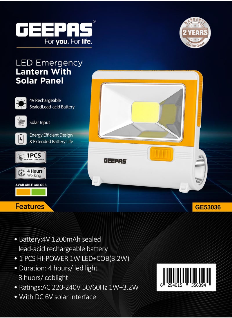 GEEPAS Hi-Power LED Emergency Lantern with Solar Panel,White/Green  - Image 1