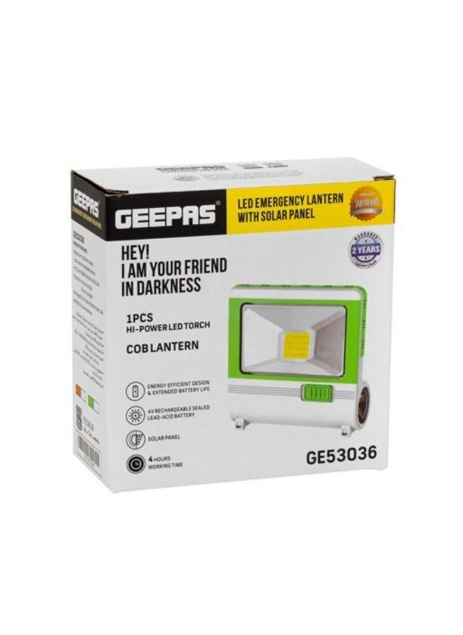 GEEPAS - Hi-Power LED Emergency Lantern with Solar Panel,White/Green - Image 1