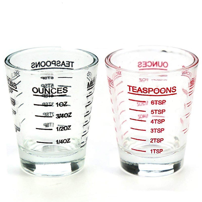 NCnnwovf Shot Glasses Measuring cup Liquid Heavy Glass Wine Glass Espresso Shot Glass 26Incremental Measurement 1oz 6 Tsp 2 Tbs 30ml Black and Red