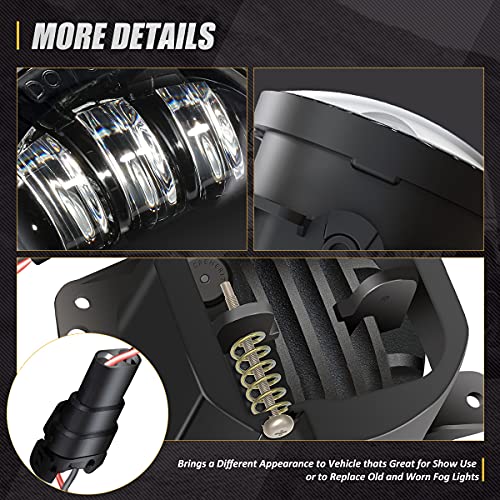 NUVISION LIGHTING NVL-HL-001 7 Inches LED Projector Headlight High Low Beam + NVL-FL-001 4 Inches LED Fog Lights With Halo Ring Compatible with 2007-2018 Jeep Wrangler JK DOT Approved - Image 5