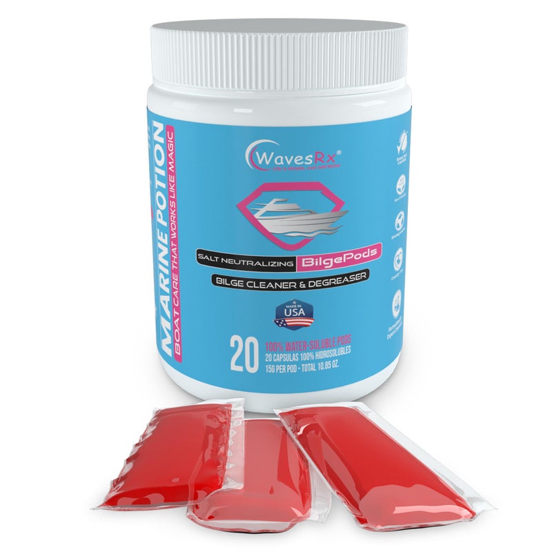 WAVESRX Salt Neutralizing BilgePods Drop & Go Bilge Cleaner & Marine Degreaser for Boats & Jet Skis l Water-Activated Boat Bilge Cleaner Removes Salt, Sludge & Deposits to Prevent Corrosion - Image 1