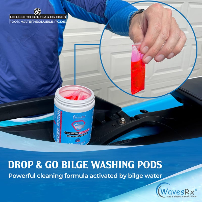 WAVESRX Salt Neutralizing BilgePods Drop & Go Bilge Cleaner & Marine Degreaser for Boats & Jet Skis l Water-Activated Boat Bilge Cleaner Removes Salt, Sludge & Deposits to Prevent Corrosion - Image 3