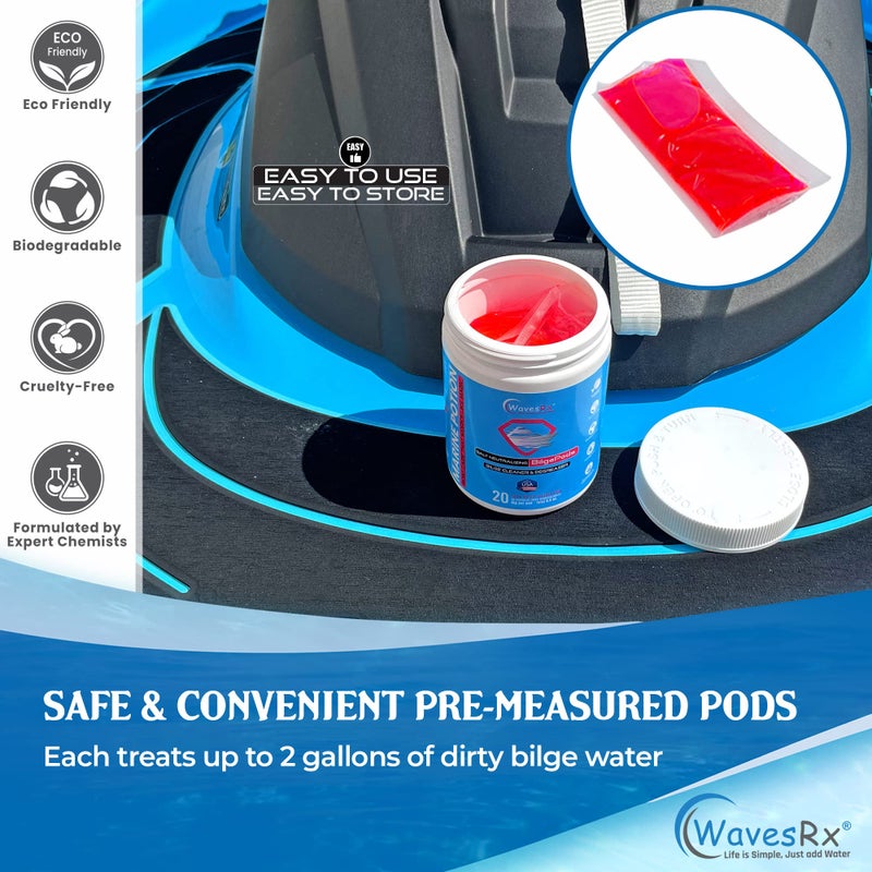 WAVESRX Salt Neutralizing BilgePods Drop & Go Bilge Cleaner & Marine Degreaser for Boats & Jet Skis l Water-Activated Boat Bilge Cleaner Removes Salt, Sludge & Deposits to Prevent Corrosion - Image 5