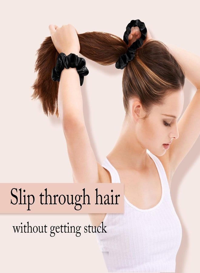 Cerrito Satin Silk Hair Scrunchies for Women & Girls - Soft Elastic Hair Ties for Ponytail, Bun & Daily Styling, No Damage Hair Bands, Premium Hair Accessories Pack, Birthday Gift (Black 6 Pcs) - Image 3