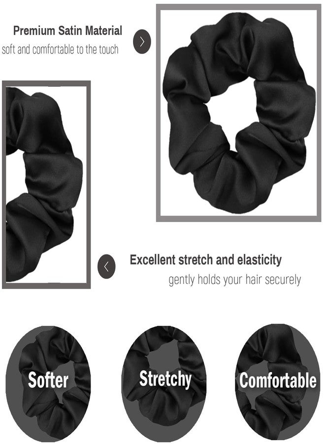 Cerrito Satin Silk Hair Scrunchies for Women & Girls - Soft Elastic Hair Ties for Ponytail, Bun & Daily Styling, No Damage Hair Bands, Premium Hair Accessories Pack, Birthday Gift (Black 6 Pcs) - Image 5