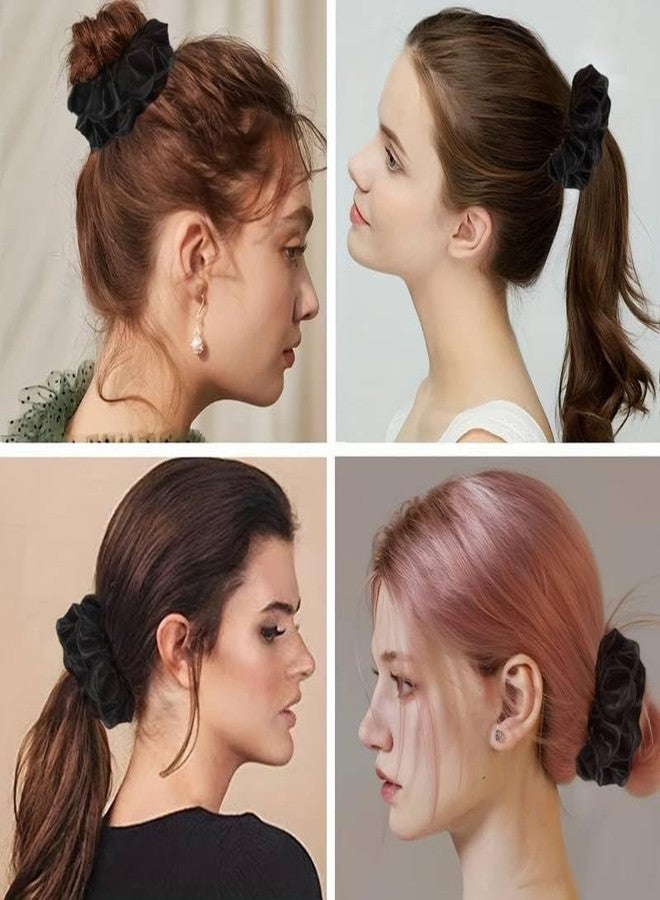Cerrito Satin Silk Hair Scrunchies for Women & Girls - Soft Elastic Hair Ties for Ponytail, Bun & Daily Styling, No Damage Hair Bands, Premium Hair Accessories Pack, Birthday Gift (Black 6 Pcs) - Image 4