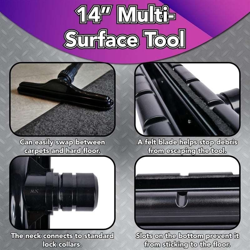 Centec Systems 94830 Commercial Cleaning Kit with Telescopic Aluminum S-Wand and Vacuum Tools, 14-Inch, Black - Image 3