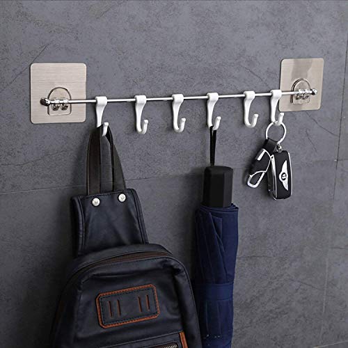 Gopendra Adhesive Plastic Sticker Towel Hanger for Bathroom/Kitchen/Utensil Holder/Bedroom Clothing (White) -6 Hook - Image 1