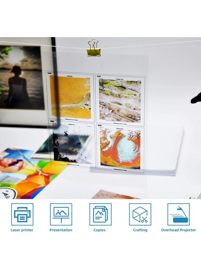 Uinkit Uinkit 100 Sheets Laser Transparency Film 8.5x11 Color Transparent Paper OHP Clear Overhead Projector Film 8.5x11" for Laser Jet Printer Copier Copy Copies Photo Transparent Film A4 Letter Size  - Image 3