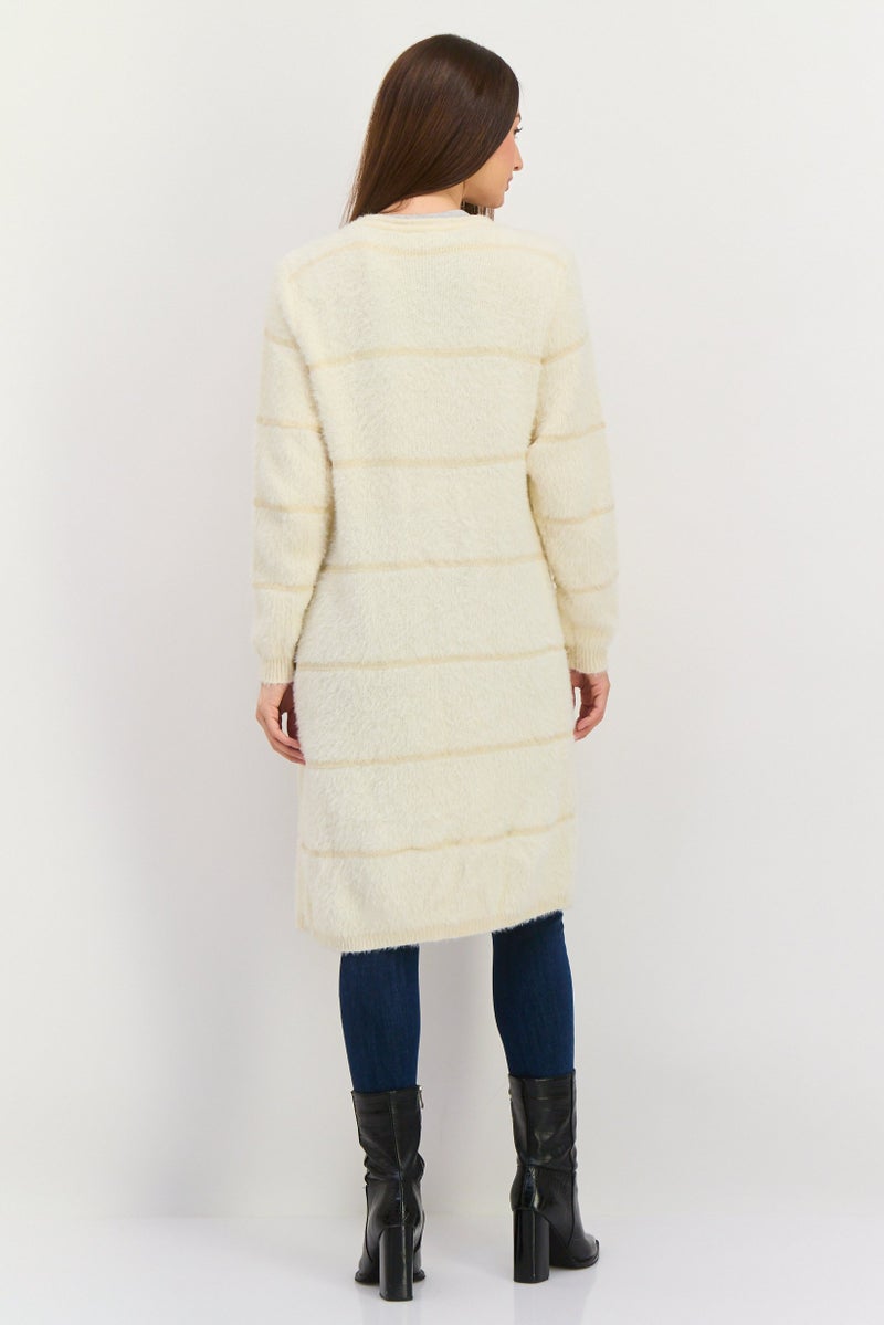 Sage The Label Women Textured Open Front Cardigan, Off White - Image 2