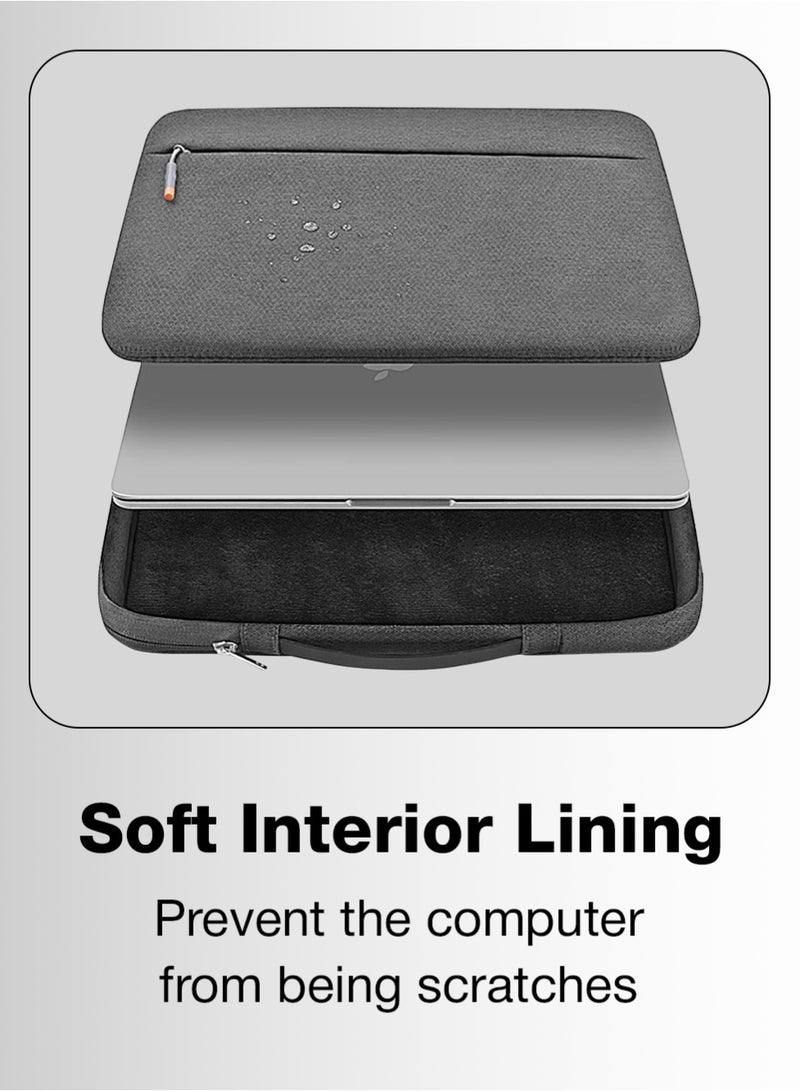 جلاسولوجي Glassology 15.6 Slim Laptop Sleeve Bag with Handle Grey Water Resistant, Shockproof Padding, Zipper Closure, Lightweight & Travel-Friendly - Image 4