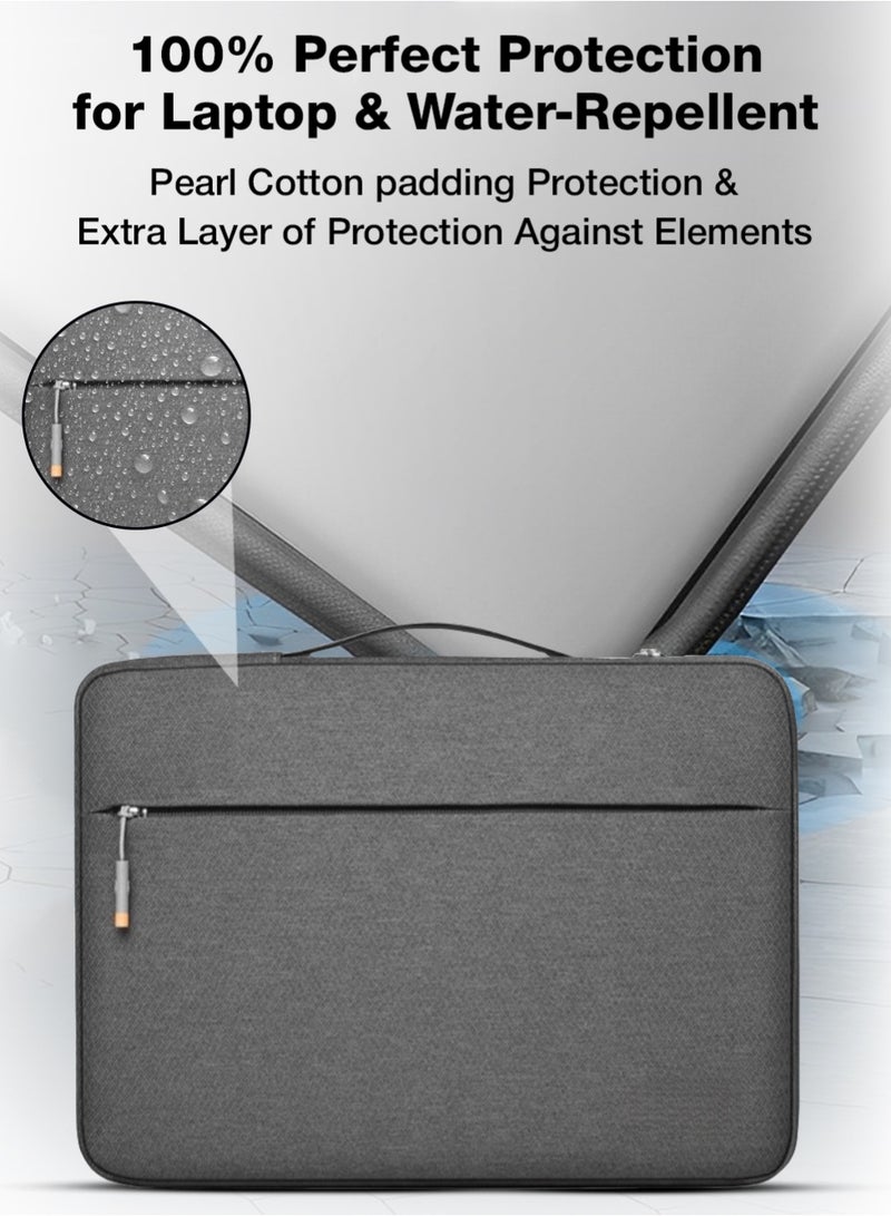 جلاسولوجي Glassology 15.6 Slim Laptop Sleeve Bag with Handle Grey Water Resistant, Shockproof Padding, Zipper Closure, Lightweight & Travel-Friendly - Image 5