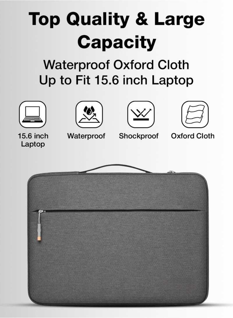 جلاسولوجي Glassology 15.6 Slim Laptop Sleeve Bag with Handle Grey Water Resistant, Shockproof Padding, Zipper Closure, Lightweight & Travel-Friendly - Image 2