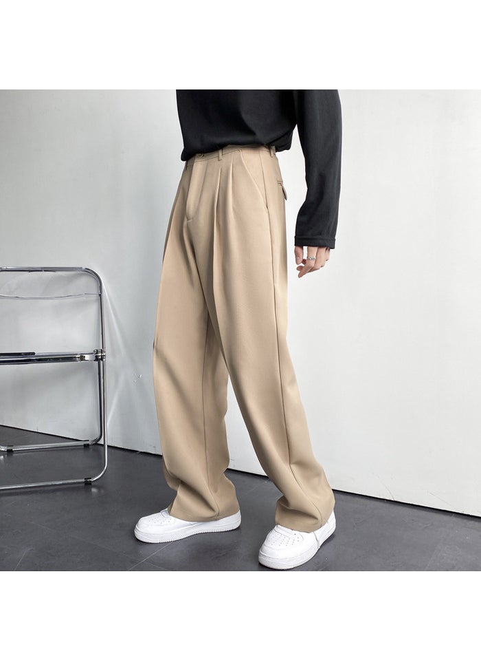 Generic - Mens Casual Loose Fit Cropped Trousers Khaki - Image 1