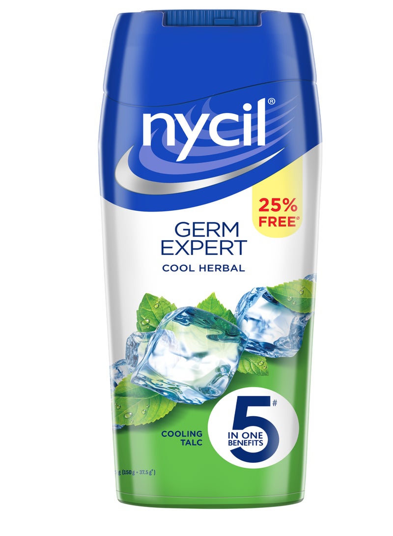 NYCIL Germ Expert Cool Herbal Prickly Heat Powder 187.5g fast relief from prickly heat and skin irritation. - Image 1