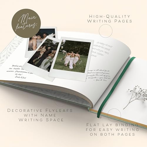 ARTESORI Wedding Guest Book for Reception — Gold-Foiled Guestbook to Sign in, Elegant Baby Shower Guest Book for Party & Birthday — Photo & Polaroid Guest Book for Wedding & Bridal Shower (Sage) - Image 5