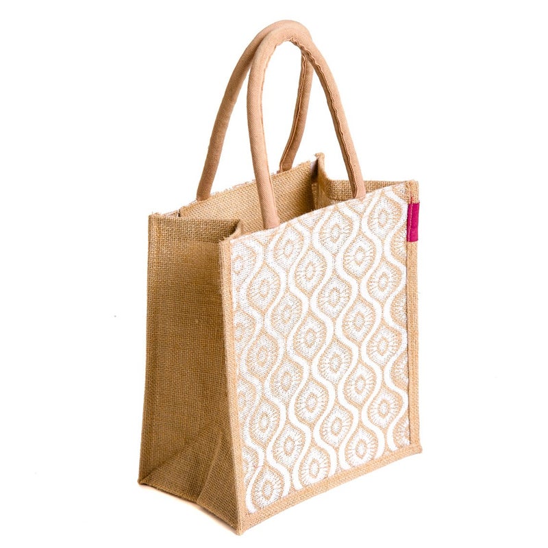 hb+ H&B Jute Lunch Bag (LNH-PATTERN 1-WHT_Multicolored) - Image 4