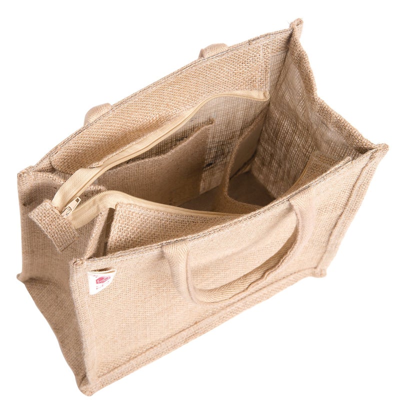 hb+ H&B Jute Lunch Bag (LNH-PATTERN 1-WHT_Multicolored) - Image 5