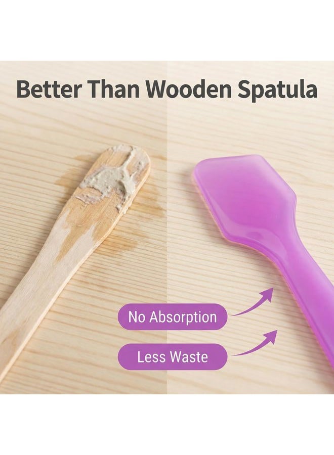 SYBL 100pcs Plastic Spatulas Cosmetic Scoop Stick Spatula Applicator Tool for Mixing and DIY Mask Facial Cream Makeup Skin Care Products 3.2" Reusable (Purple) - Image 5