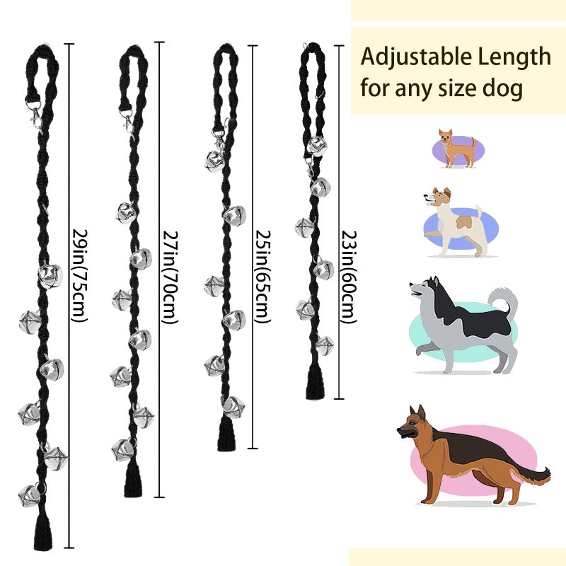 GINIDEAR Dog Bells to Go Outside & Puppy Potty Training, Adjustable Dog Door Bell Ring to Go Potty, Handmade with Premium Yarn. Twisted Style, Black 2 Count - Image 5