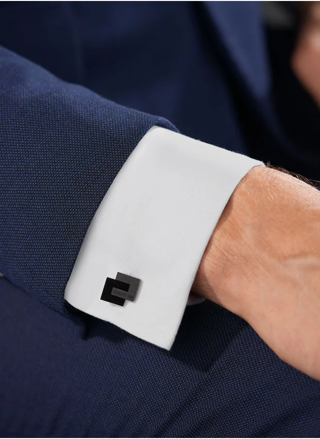 شيروتي 1881 Interlock CufflinksGeometric Pattern with Offset Rectangle DesignModern Style and Refined Craftsmanship for Men