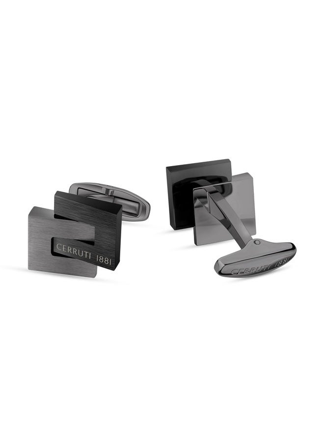 CERRUTI 1881 Interlock CufflinksGeometric Pattern with Offset Rectangle DesignModern Style and Refined Craftsmanship for Men  - Image 3