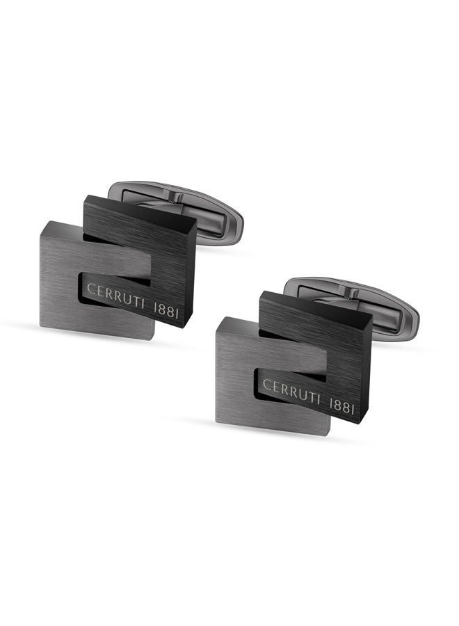 CERRUTI 1881 Interlock CufflinksGeometric Pattern with Offset Rectangle DesignModern Style and Refined Craftsmanship for Men  - Image 2