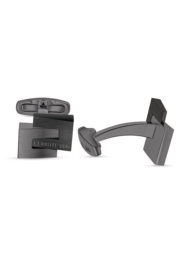 CERRUTI 1881 Interlock CufflinksGeometric Pattern with Offset Rectangle DesignModern Style and Refined Craftsmanship for Men  - Image 4