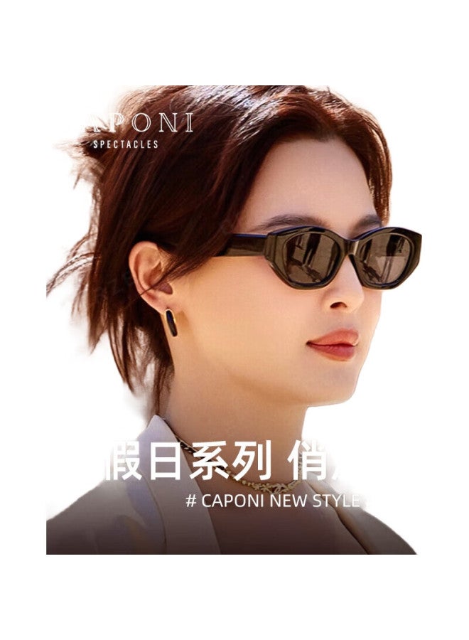 CAPONI Cat Eye Polarized Narrow Frame Sunglasses Women Outdoor Sunscreen Uv Protection High-End Sunshade Glasses Show Small Face - Image 1