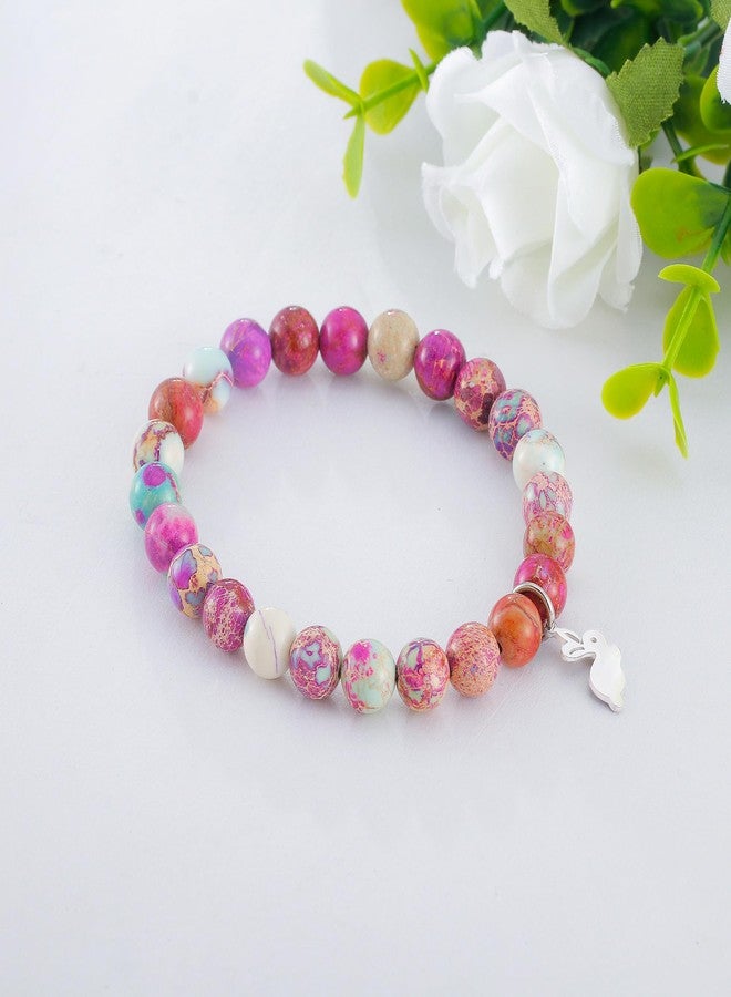 PARTNER Rabbit Gifts for Women Rabbit Bracelet for Good Friends Rabbit Purple Jasper Natural Stone Beaded Bracelet for Rabbit Lovers Easter Gift (Amethyst) - Image 3