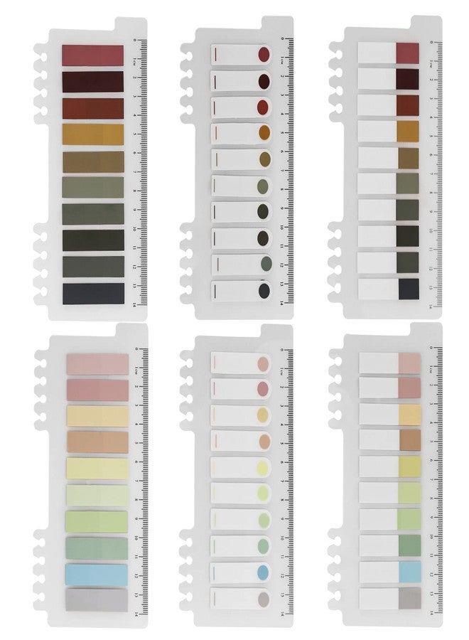 LoveBB 1200 Pcs Sticky Tabs with Ruler, Morandi Page Markers Strip Index Tabs Annotating Book Note Labels for Reading Notes, Classify File - Image 1