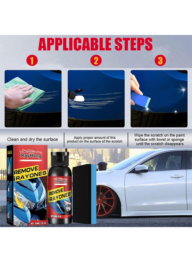 رايهونغ إزالة الأشعة ، بخاخ نانو لإصلاح خدش السيارة ، بخاخ إزالة خدش السيارة ، رذاذ مرمم الطلاء ، مزيل الخدش والدوامة ، مانع تسرب طلاء سيرام كوت السيارة ، مزيل الخدش السحري للسيارات ، مع إسفنجة 30 مل - Image 5