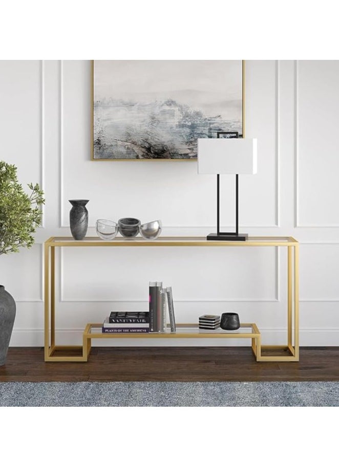 HOME TASTE Hometaste Modern Long Narrow Metal Console Table - Extra Slim Sofa Table For Hallway Or Behind Couch - Stylish And Functional Furniture - Sleek Narrow Sofa Side Table Gold  - Image 4