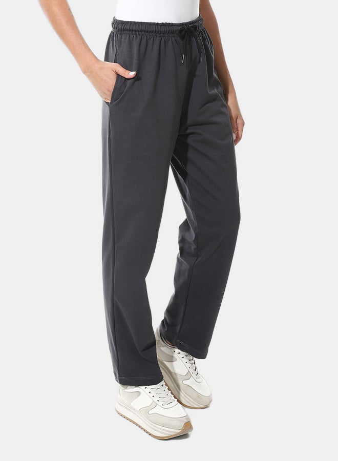 Andora Elastic Waist Cotton Sweatpants - Dark Gray_Gray - Image 2