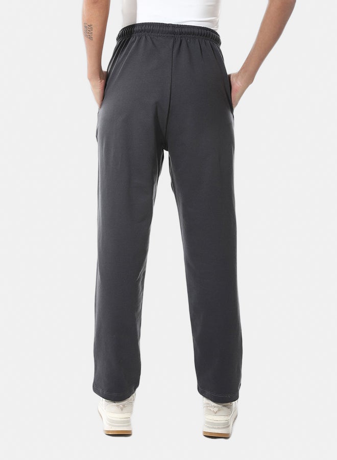 Andora Elastic Waist Cotton Sweatpants - Dark Gray_Gray - Image 4