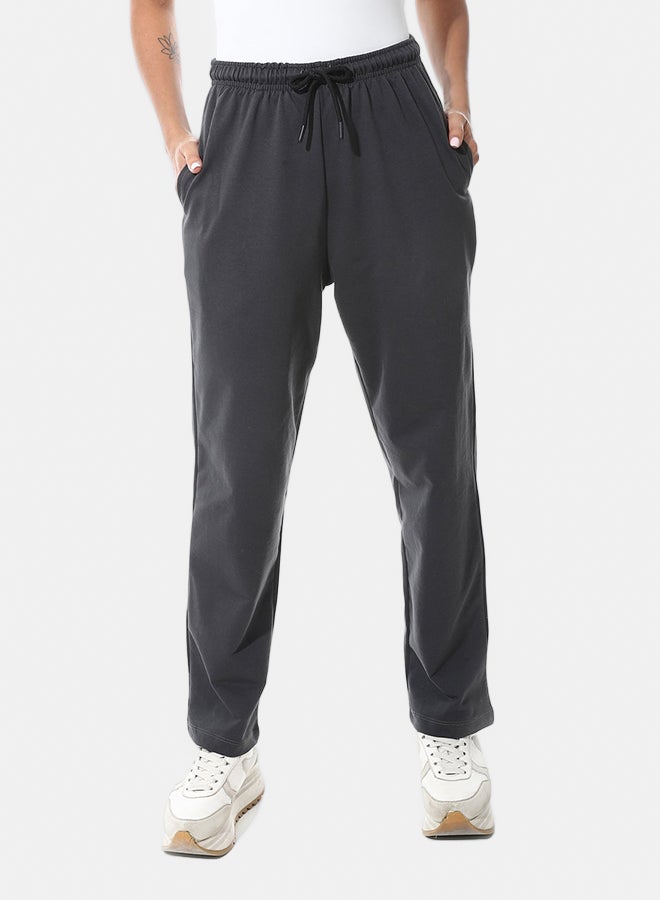 Andora Elastic Waist Cotton Sweatpants - Dark Gray_Gray - Image 1