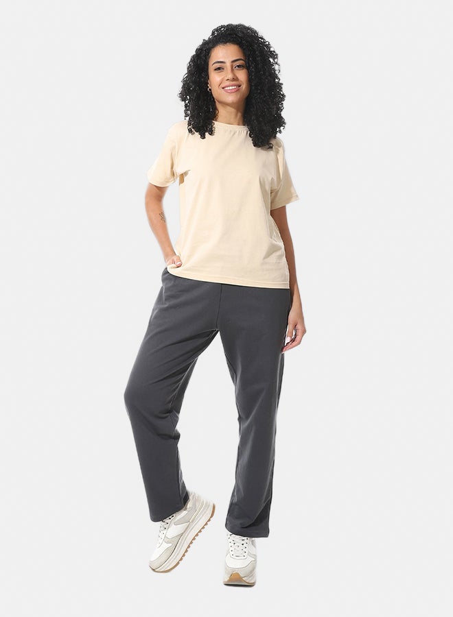 Andora Elastic Waist Cotton Sweatpants - Dark Gray_Gray - Image 5