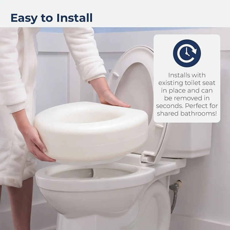 White Raised Toilet Seat With Non Slip Base For Elderly Pregnant And Disabled - Image 2
