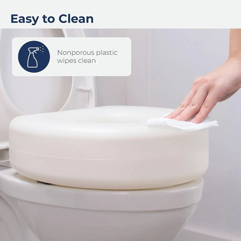 White Raised Toilet Seat With Non Slip Base For Elderly Pregnant And Disabled - Image 3