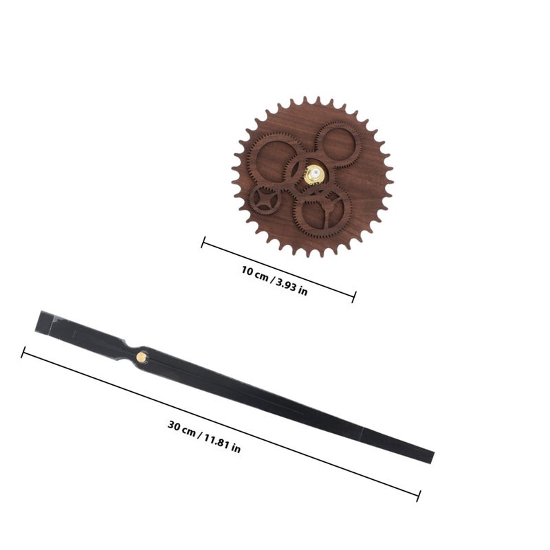 Wheel Gear Wall Clock Wall Clock Decor Big Pointer Wall Clock Industrail Gear Pointer Wall Clock (Brown Shipment without Battery) - Image 2