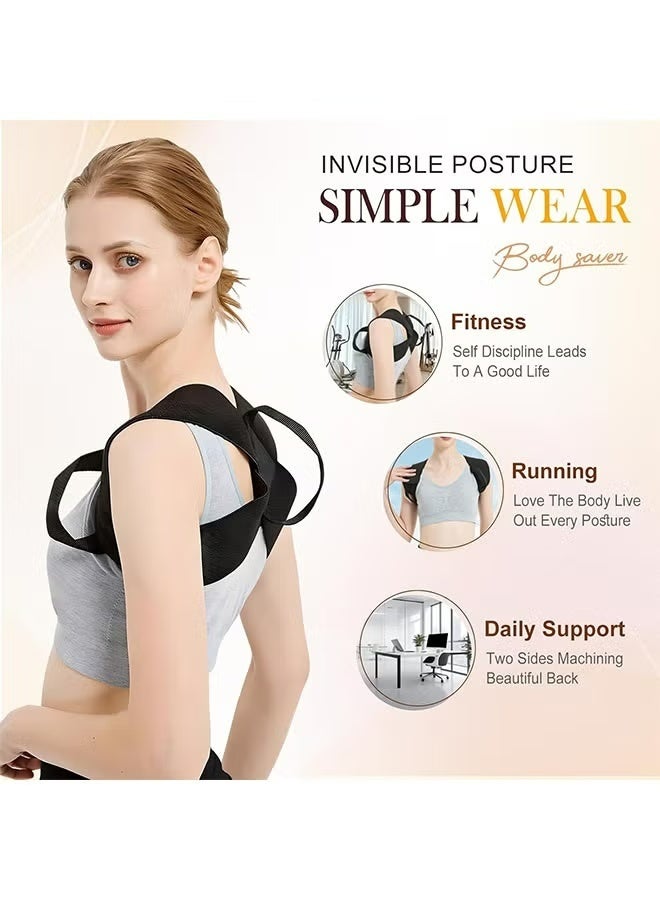 Back Posture Corrector, Open Shoulder Assist Straps, Adjustable Back Brace for Women and Men Pain Relief(M recommended weight 55KG-65KG) - Image 3