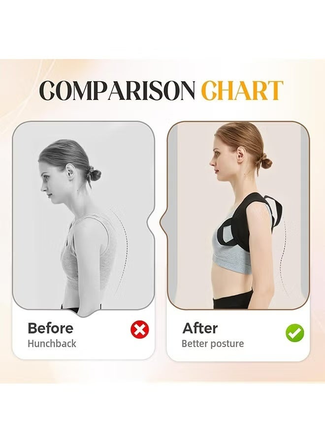 Back Posture Corrector, Open Shoulder Assist Straps, Adjustable Back Brace for Women and Men Pain Relief(M recommended weight 55KG-65KG) - Image 2
