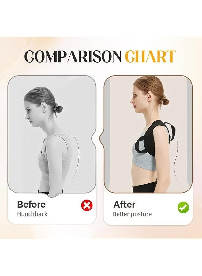 Back Posture Corrector, Open Shoulder Assist Straps, Adjustable Back Brace for Women and Men Pain Relief(M recommended weight 55KG-65KG) - Image 3