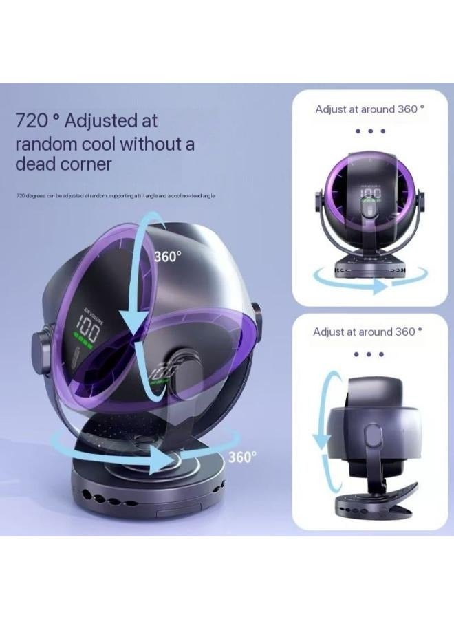 SHOPI Turbo Circulation Rechargeable Fan – USB Powered Desk & Wall Mount Fan with Digital Display, 4-Speed Settings, Quiet Operation & Smart Timer, Ideal for Home, Office & Camping  - Image 5