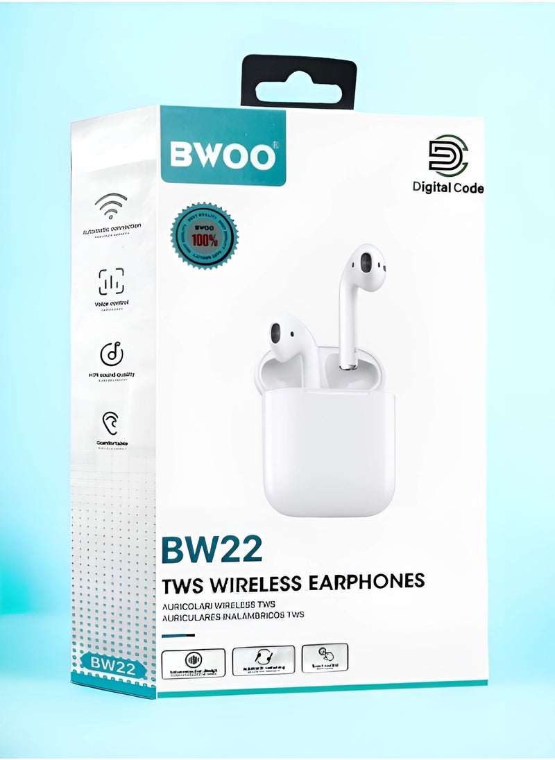 BWOO - Original Bluetooth headset from BWOO, first edition, a wireless Bluetooth headset that supports wireless charging, features clear sound and noise isolation, works on all mobile phones such as iPhone, - Image 1